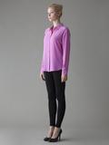 pink collared silk shirt