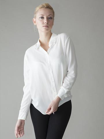 white silk shirt with crystal collar
