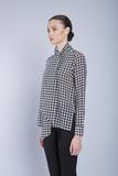 houndstooth silk bow blouse