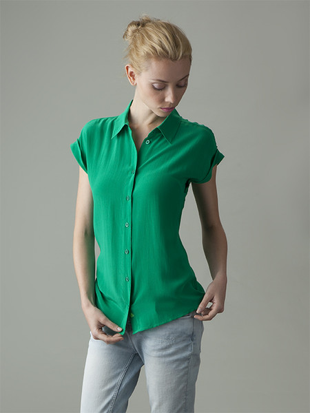 The Bettie silk shirt - Pinup Queen Green